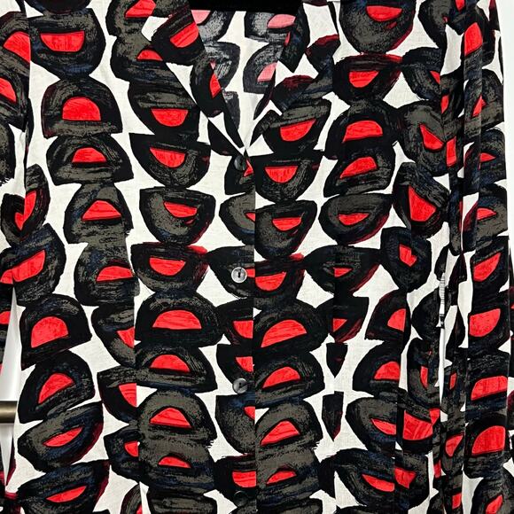 Nic and Zoe NWT Long Sleeve Red Black White‎ Button Up Blouse Size X Small - Picture 3 of 8